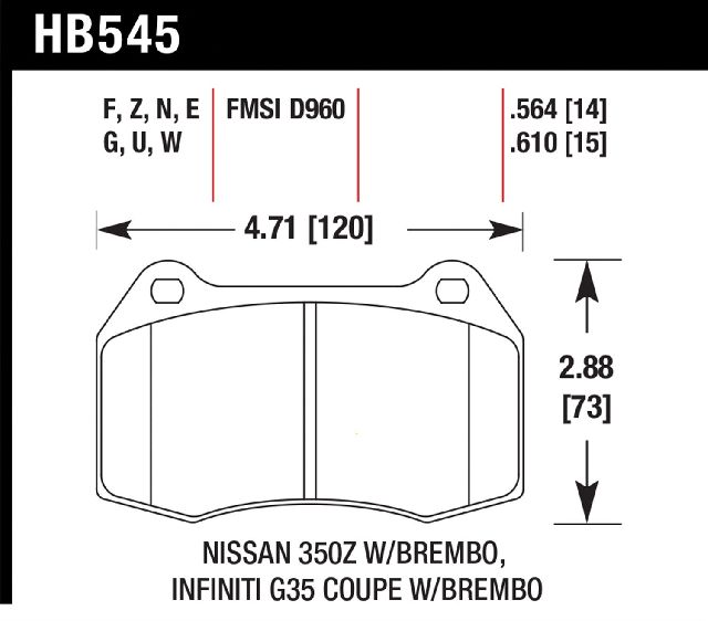 2003-2006 Nissan Sentra Disc Brake Pad Set - Front (Hawk)