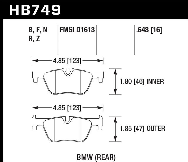 2014-2016 BMW 428i Disc Brake Pad Set - Rear (Hawk)
