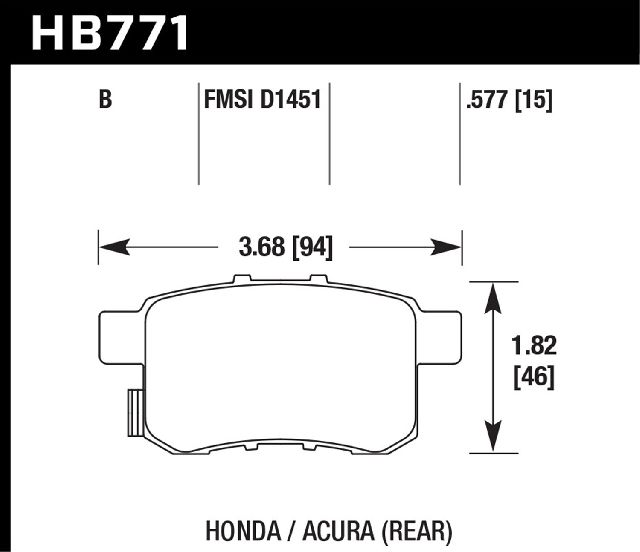2011-2014 Acura TSX Disc Brake Pad Set - Rear (Hawk)
