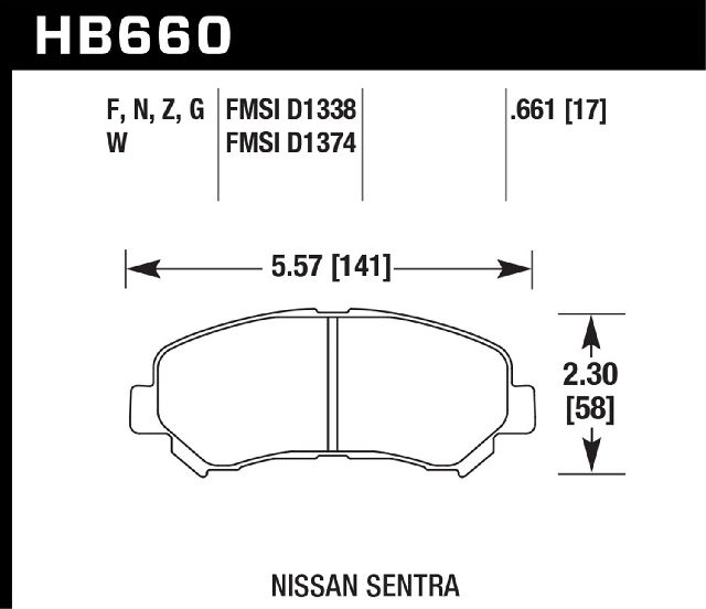 2015-2016 Nissan Juke Disc Brake Pad Set - Front (Hawk)