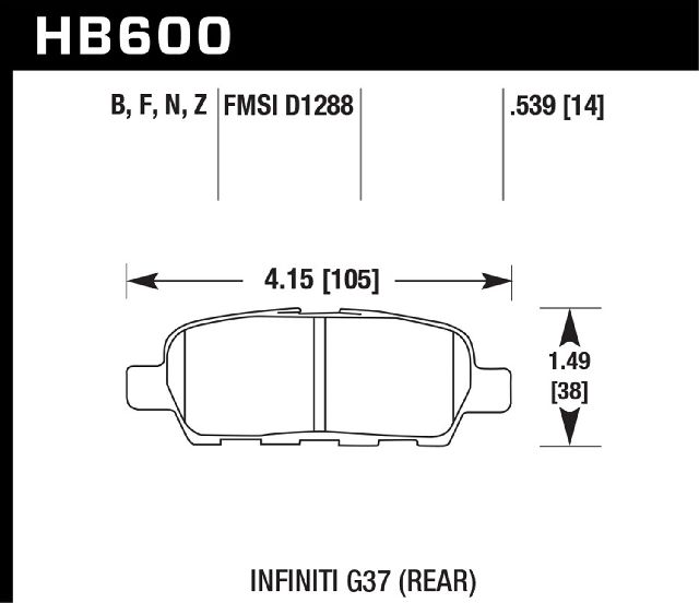 2014-2016 Nissan Juke Disc Brake Pad Set - Rear (Hawk)