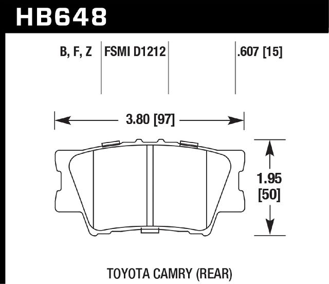 2013-2018 Lexus ES300h Disc Brake Pad Set - Rear (Hawk)