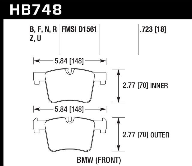 2013-2016 BMW X3 Disc Brake Pad Set - Front (Hawk)