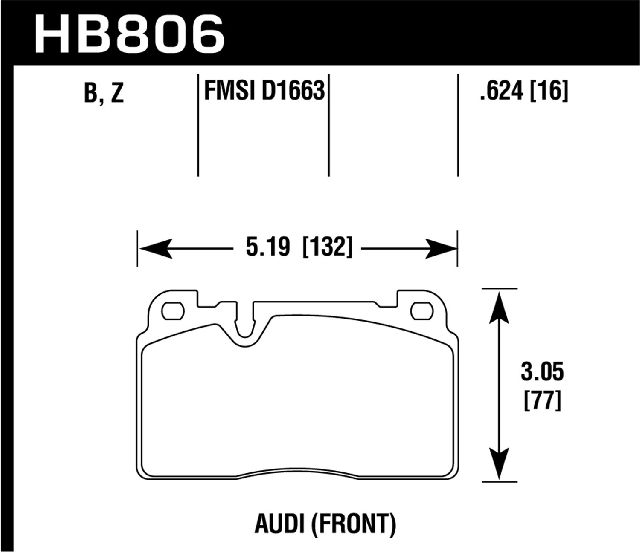 2016 Audi A6 Disc Brake Pad Set - Front (Hawk)
