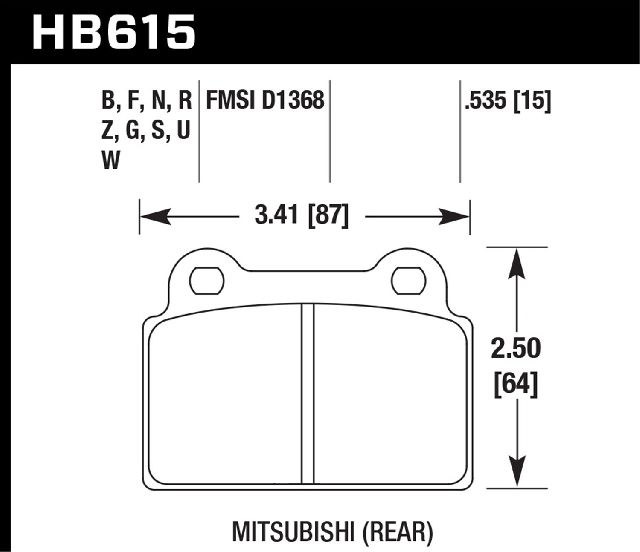 2008-2014 Mitsubishi Lancer Disc Brake Pad Set - Rear (Hawk)