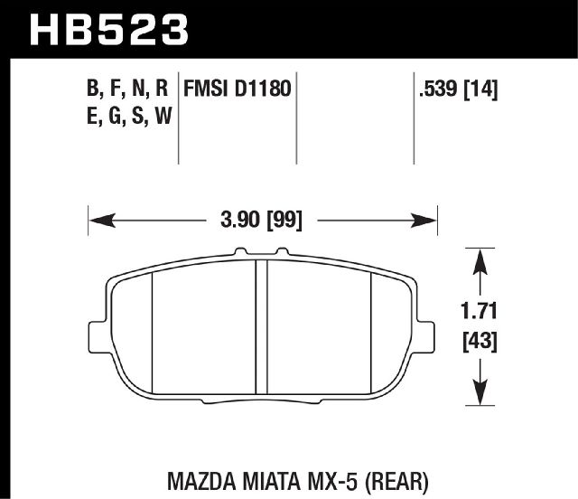 2006-2019 Mazda MX-5 Miata Disc Brake Pad Set - Rear (Hawk)
