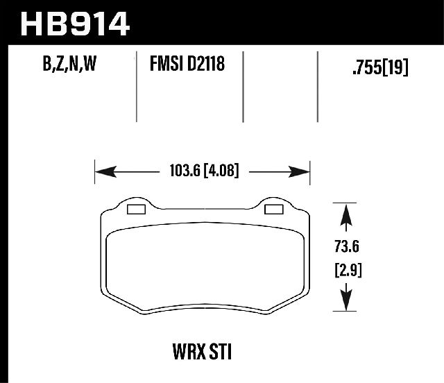 2018-2020 Subaru WRX STI Disc Brake Pad Set - Rear (Hawk)