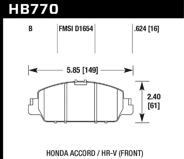 2016-2019 Honda HR-V Disc Brake Pad Set - Front (Hawk)