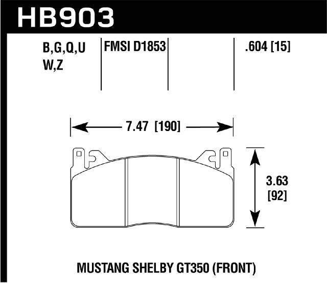 2015-2019 Ford Mustang Disc Brake Pad Set - Front (Hawk)