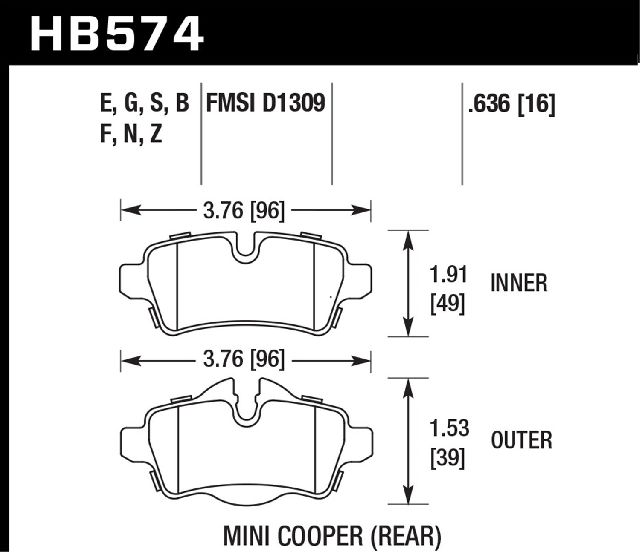 2006-2015 Mini Cooper Disc Brake Pad Set - Rear (Hawk)