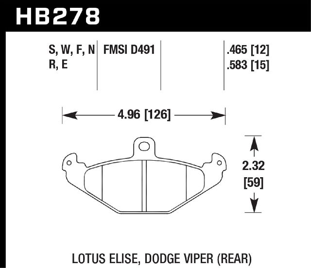 2005-2011 Lotus Elise Disc Brake Pad Set - Rear (Hawk)