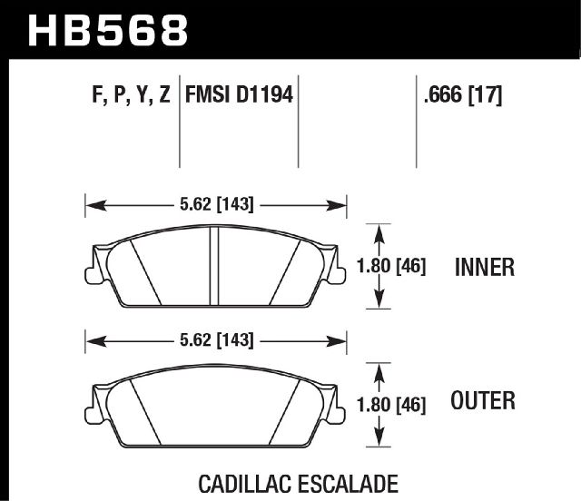2007-2013 Chevrolet Avalanche Disc Brake Pad Set - Rear (Hawk)