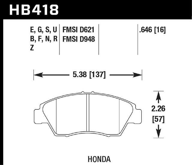 2002-2006 Acura RSX Disc Brake Pad Set - Front (Hawk)