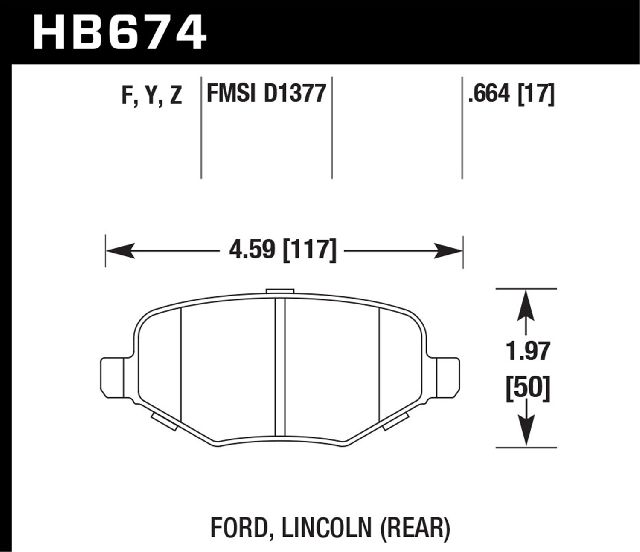 2009-2015 Ford Flex Disc Brake Pad Set - Rear (Hawk)