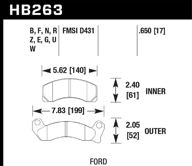 1987-1988 Mercury Cougar Disc Brake Pad Set - Front (Hawk)