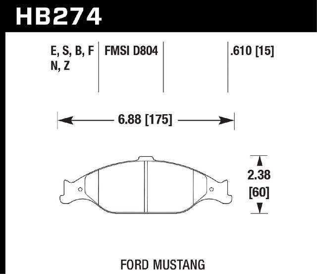 1999-2004 Ford Mustang Disc Brake Pad Set - Front (Hawk)