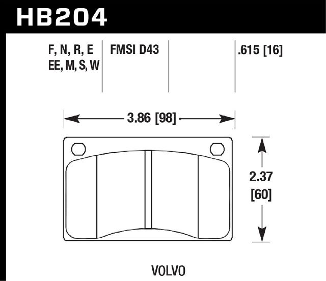 1975-1978 Volvo 244 Disc Brake Pad Set - Front (Hawk)