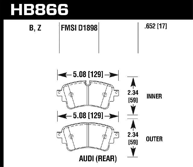 2018-2019 Audi A4 Disc Brake Pad Set - Rear (Hawk)