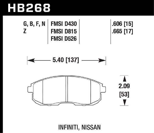 2011-2016 Nissan Juke Disc Brake Pad Set - Front (Hawk)