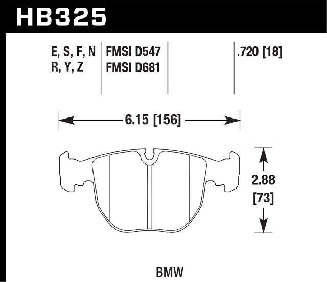 2001-2003 BMW 530i Disc Brake Pad Set - Front (Hawk)