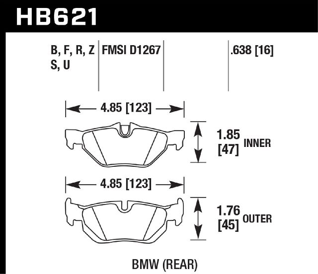 2007-2013 BMW 328i Disc Brake Pad Set - Rear (Hawk)