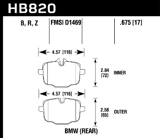 2012-2018 BMW 650i Disc Brake Pad Set - Rear (Hawk)