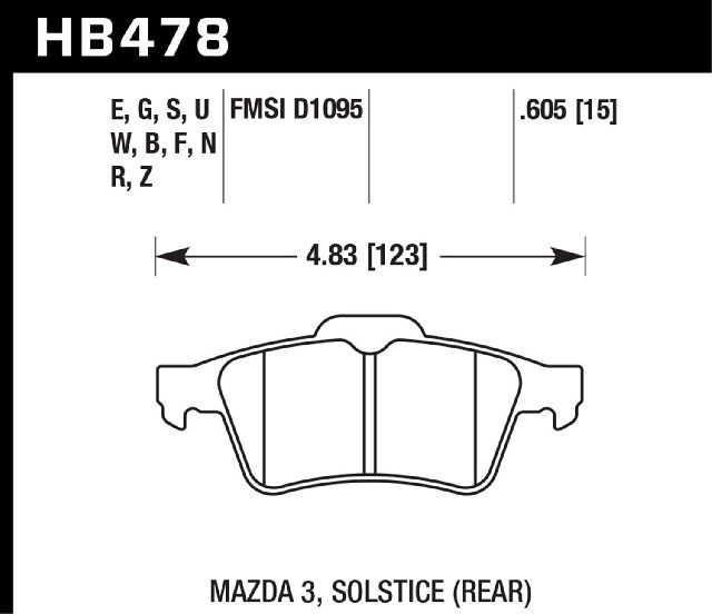 2006-2013 Mazda 3 Disc Brake Pad Set - Rear (Hawk)