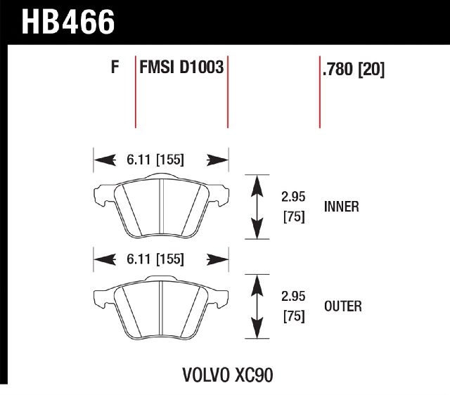 2001-2007 Toyota Sequoia Disc Brake Pad Set - Rear (Hawk)