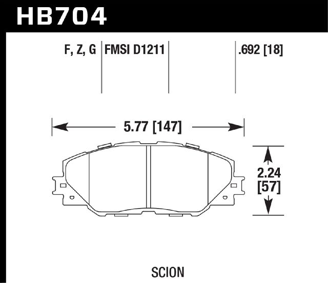2016-2019 Toyota Mirai Disc Brake Pad Set - Front (Hawk)