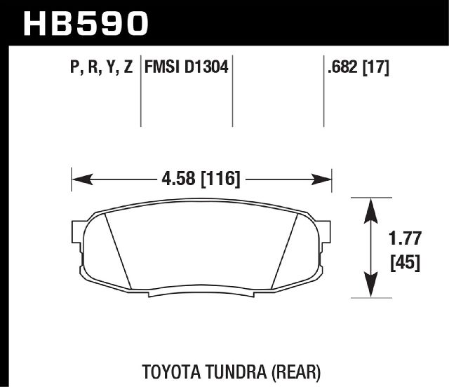 2008-2019 Toyota Sequoia Disc Brake Pad Set - Rear (Hawk)