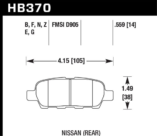 2011-2015 Nissan Juke Disc Brake Pad Set - Rear (Hawk)