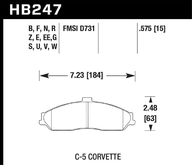 2004-2009 Cadillac XLR Disc Brake Pad Set - Front (Hawk)