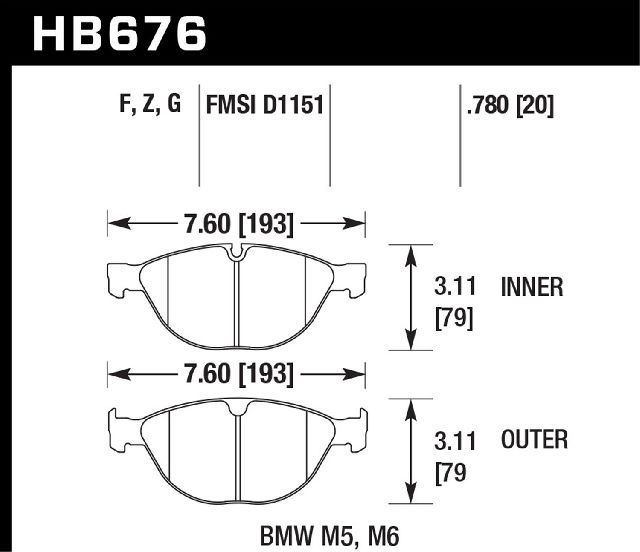2007-2008 BMW Alpina B7 Disc Brake Pad Set - Front (Hawk)
