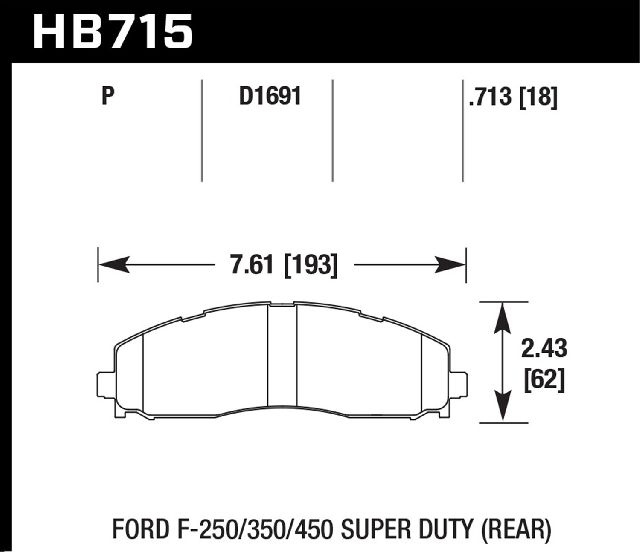 2013-2019 Ford F-350 Super Duty Disc Brake Pad Set - Rear (Hawk)