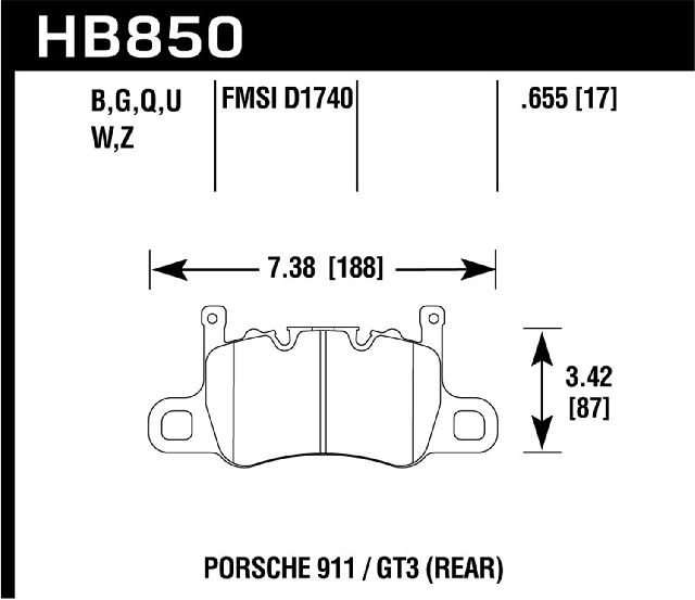 2014-2019 Porsche 911 Disc Brake Pad Set - Rear (Hawk)