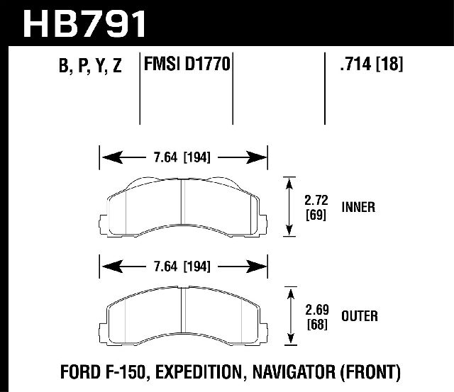 2015-2017 Lincoln Navigator Disc Brake Pad Set - Front (Hawk)