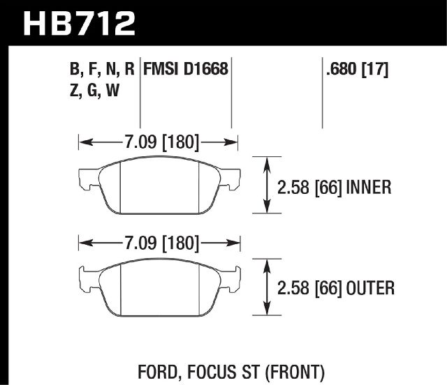 2013-2014 Ford Focus Disc Brake Pad Set - Front (Hawk)