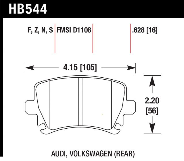 2006-2011 Audi A6 Disc Brake Pad Set - Rear (Hawk)
