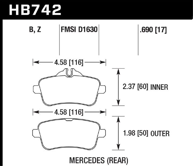 2012-2015 Mercedes-Benz ML350 Disc Brake Pad Set - Rear (Hawk)