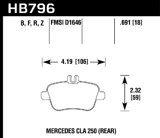 2018-2019 Mercedes-Benz GLA250 Disc Brake Pad Set - Rear (Hawk)