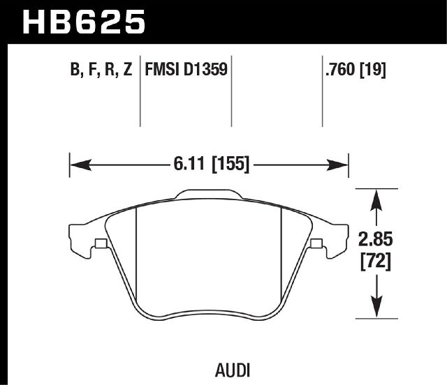 2008-2009 Audi TT Quattro Disc Brake Pad Set - Front (Hawk)
