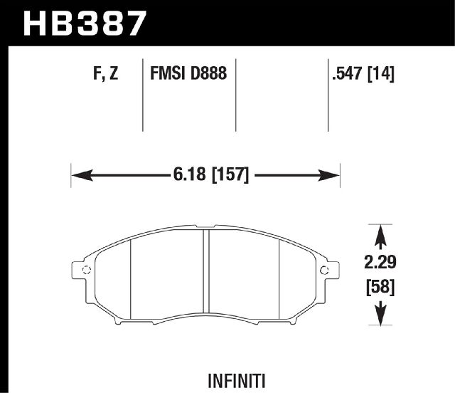2008-2012 INFINITI EX35 Disc Brake Pad Set - Front (Hawk)