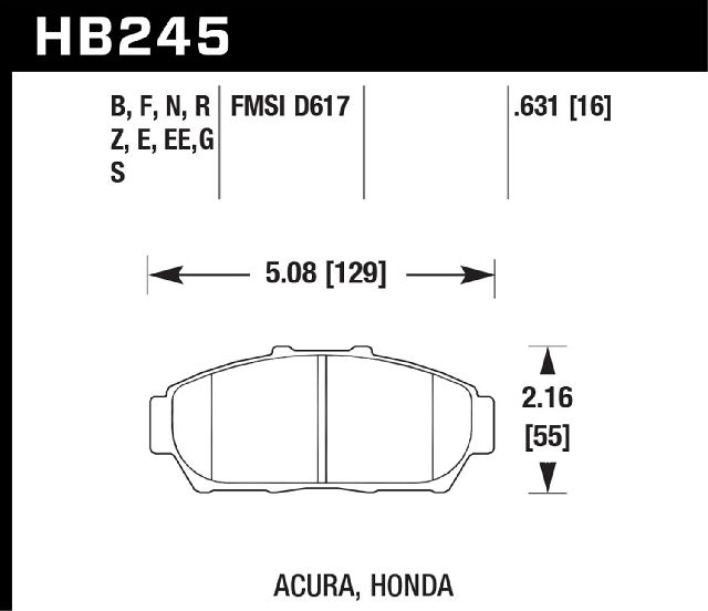 1993-1995 Honda Civic Disc Brake Pad Set - Front (Hawk)