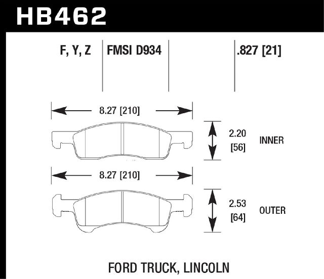 2003-2006 Lincoln Navigator Disc Brake Pad Set - Front (Hawk)