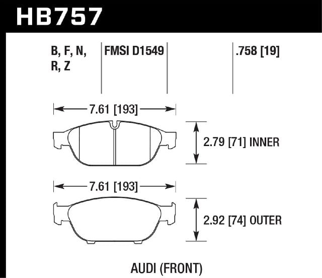 2016-2018 Audi A6 Disc Brake Pad Set - Front (Hawk)