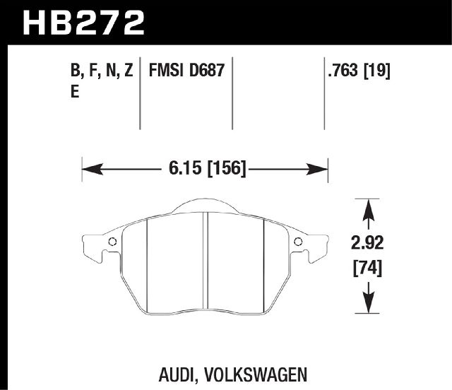 1996-2004 Volkswagen Jetta Disc Brake Pad Set - Front (Hawk)