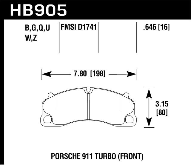 2014-2019 Porsche 911 Disc Brake Pad Set - Front (Hawk)