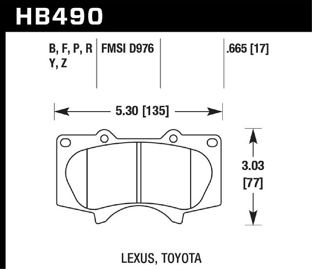 2003-2007 Toyota Sequoia Disc Brake Pad Set - Front (Hawk)