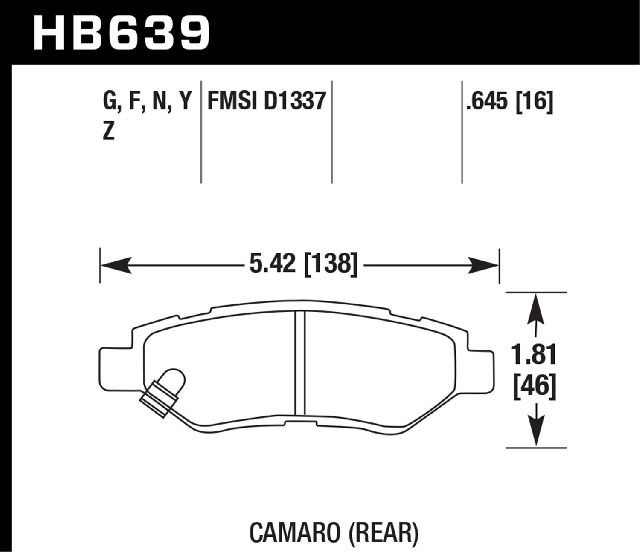 2010-2014 Cadillac CTS Disc Brake Pad Set - Rear (Hawk)