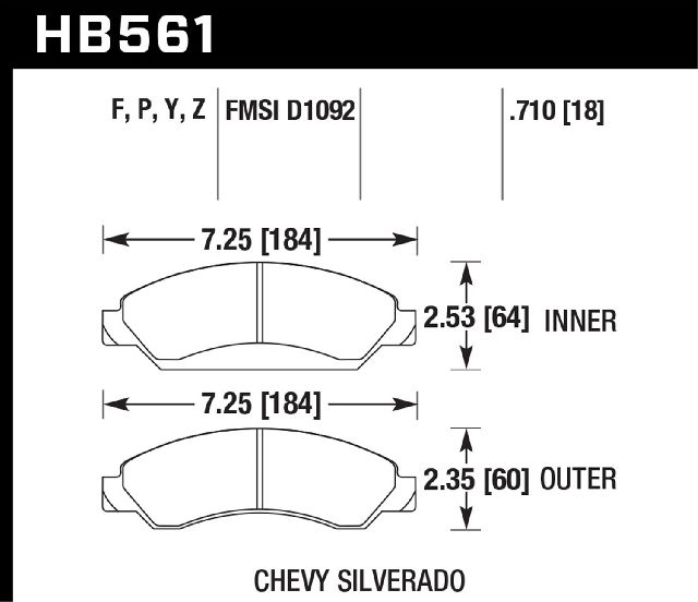 2007-2013 Chevrolet Avalanche Disc Brake Pad Set - Front (Hawk)